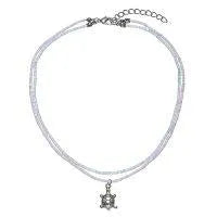 2 Strand Winter Sky Tone Choker W/ Turtle - Beachin Surf