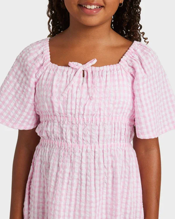 Girls 8-16 Daisy Check Mini Dress