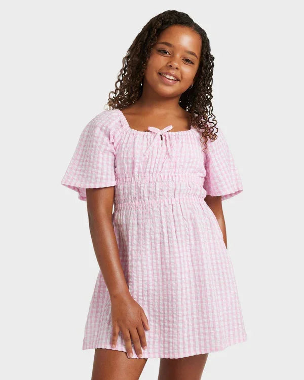 Girls 8-16 Daisy Check Mini Dress