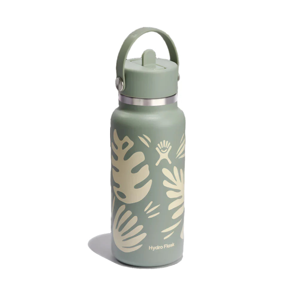 Hydro Flask 32oz Straw Cap - Botanical Bliss Agave Green