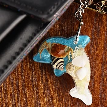 Dolphin Resin Keyring With Shells Inside