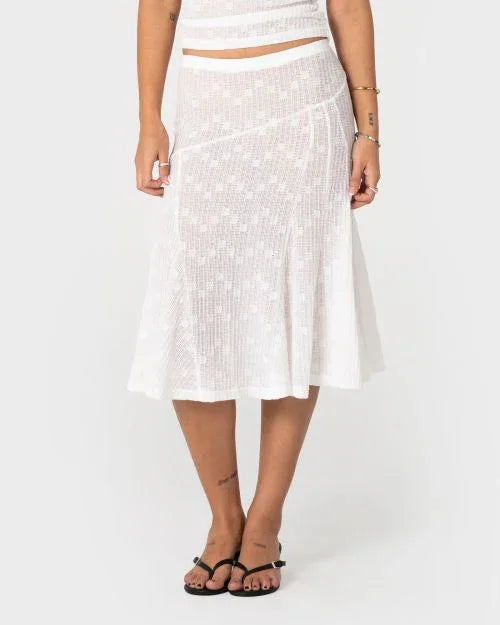 Roma Low Rise Lace Midi Skirt
