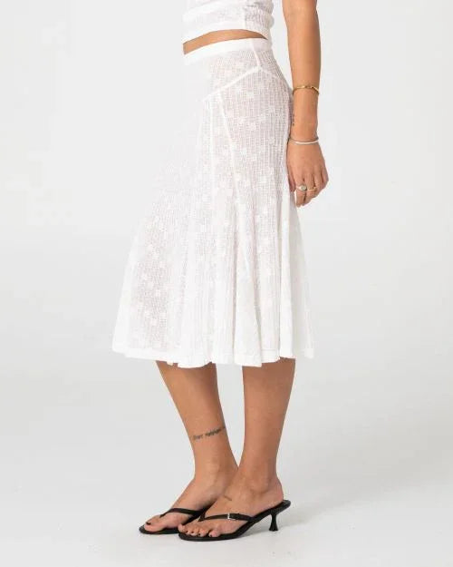 Roma Low Rise Lace Midi Skirt