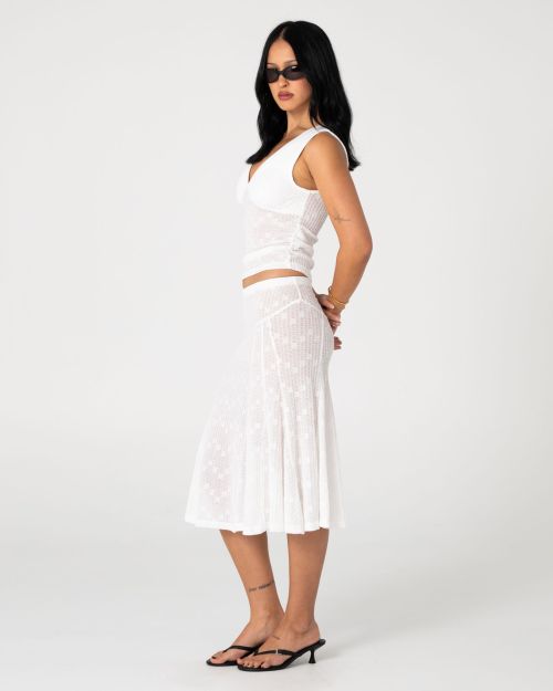 Roma Low Rise Lace Midi Skirt