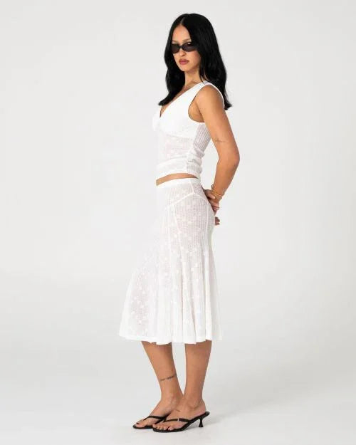 Roma Low Rise Lace Midi Skirt