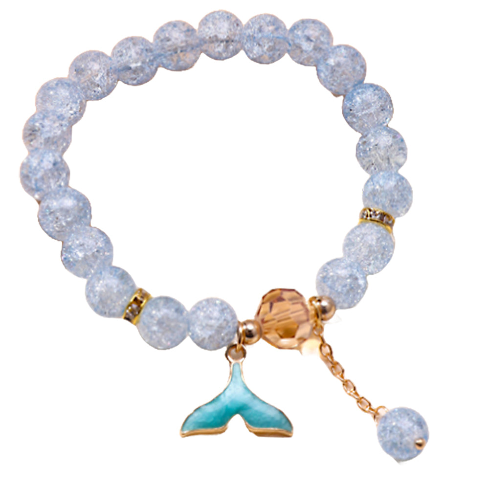 OCEAN BLUE BEADED BRACELET W/ WHALE TAIL