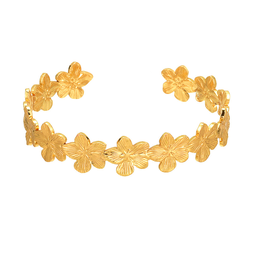 STAINLESS STEEL GOLD FLOWER CUFF