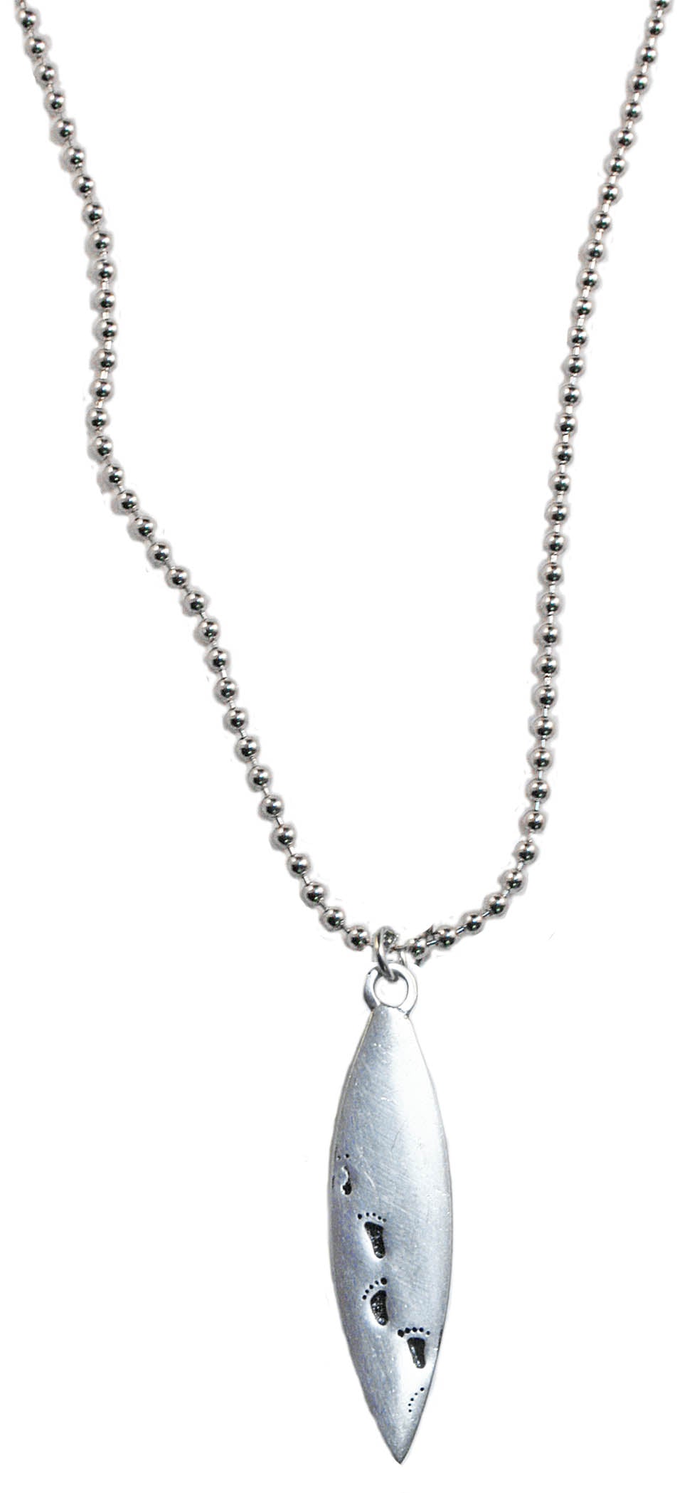 FOOTPRINTS SILVER SURFBOARD ON BALL CHAIN