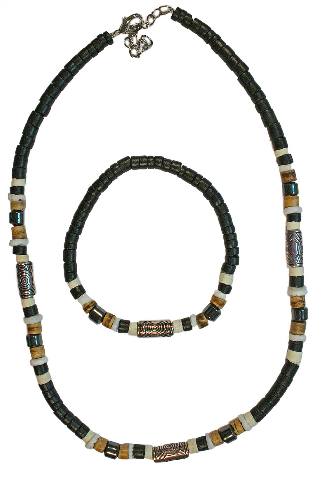 BLACK/NATURAL CHOKER/BRACELET SET