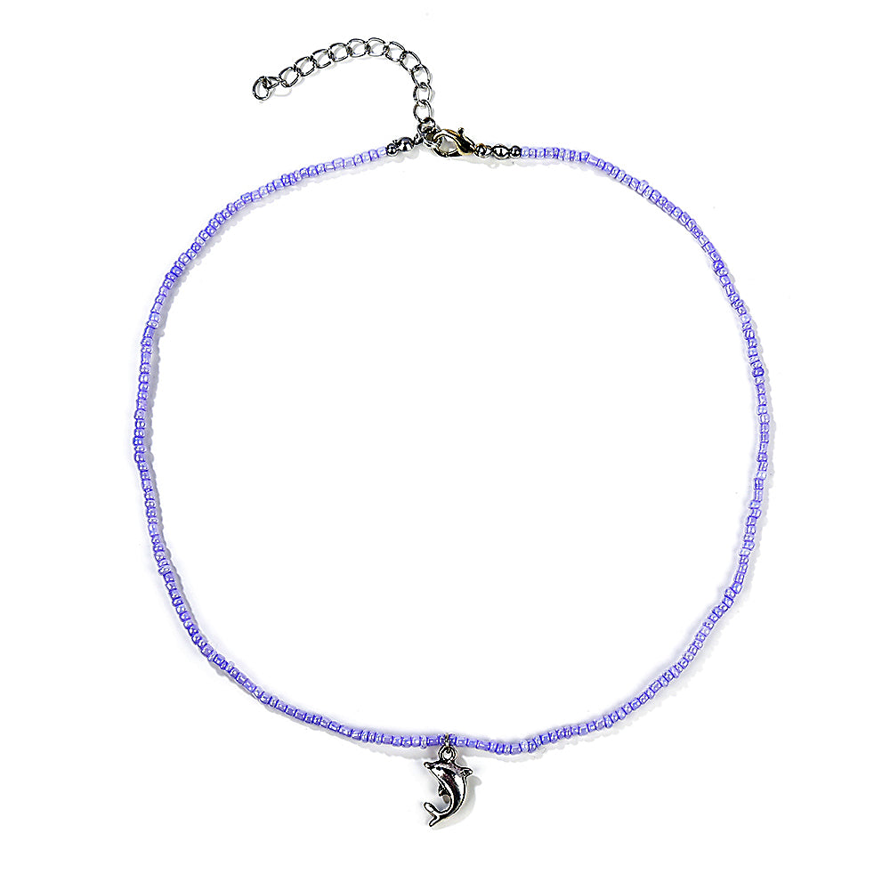 Purple Seed Bead W/Dolphin