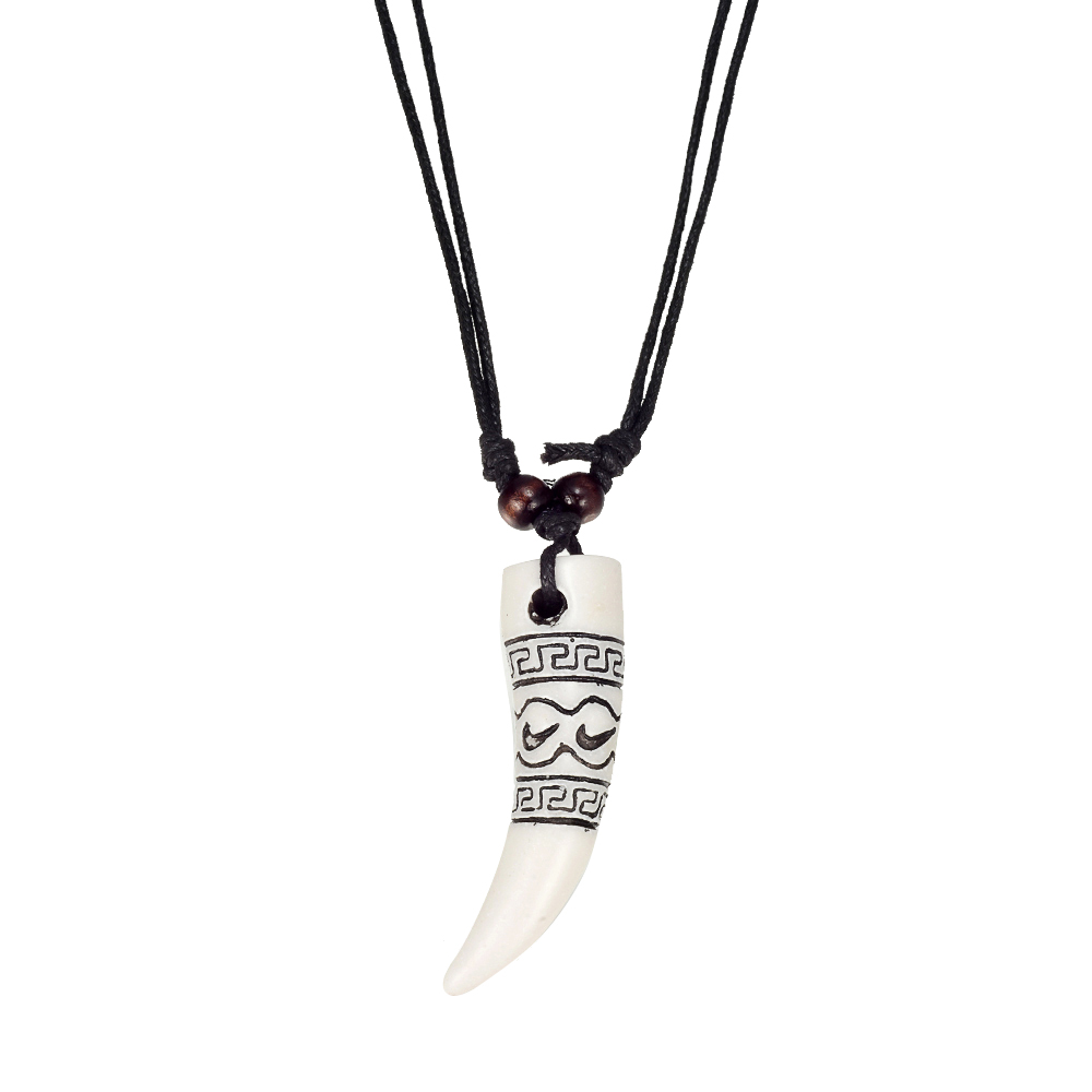WHITE RESIN AZTEC TOOTH CHOKER