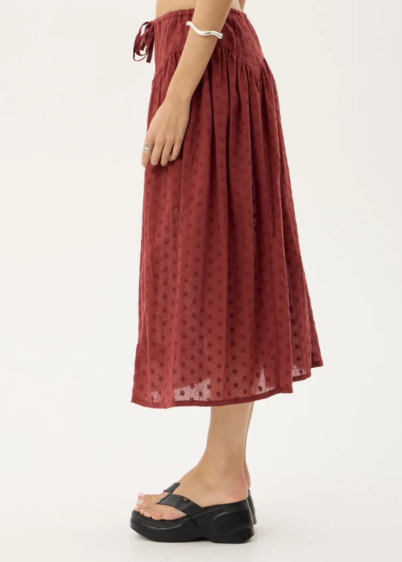Marlow - Anglaise Midi Skirt - Ruby Anglaise