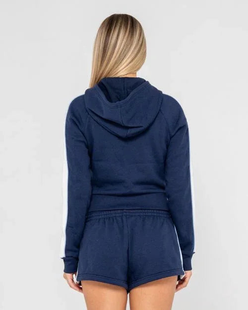 Retro Lines Zip Through Hooded Fleece