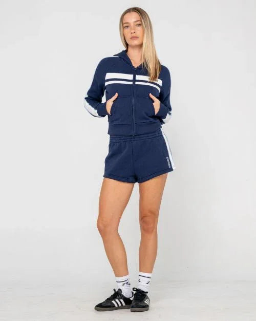 Retro Lines Zip Through Hooded Fleece