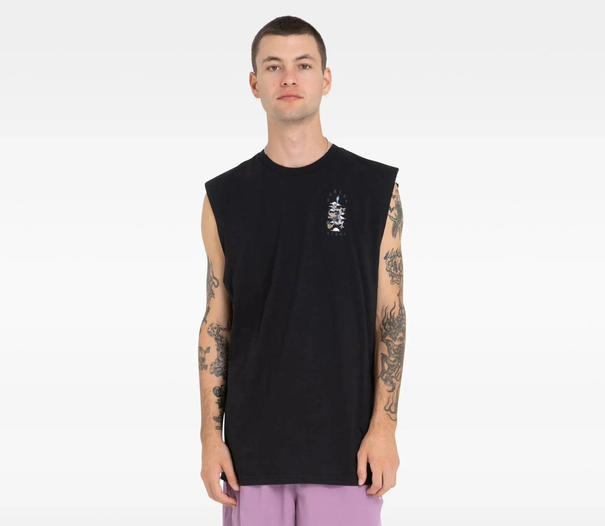 Aloha Muscle Hurley Mens Singlet Black - Beachin Surf