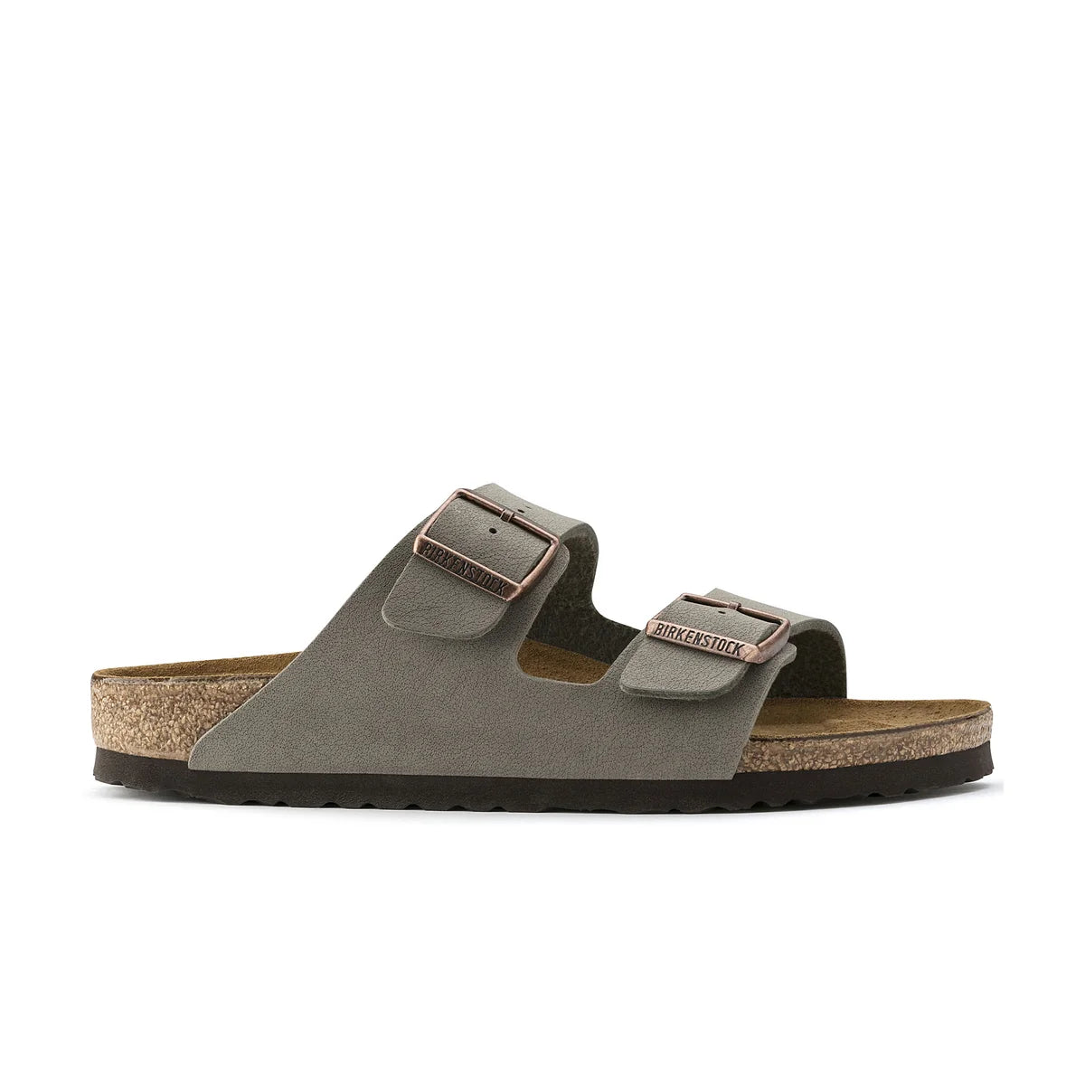 Birkenstock Arizona Birkibuc in Stone, side profile - Beachin Surf Toukley