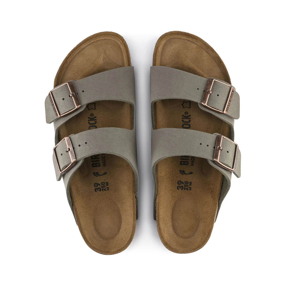 Birkenstock Arizona Birkibuc in Stone, top down footbed - Beachin Surf Toukley