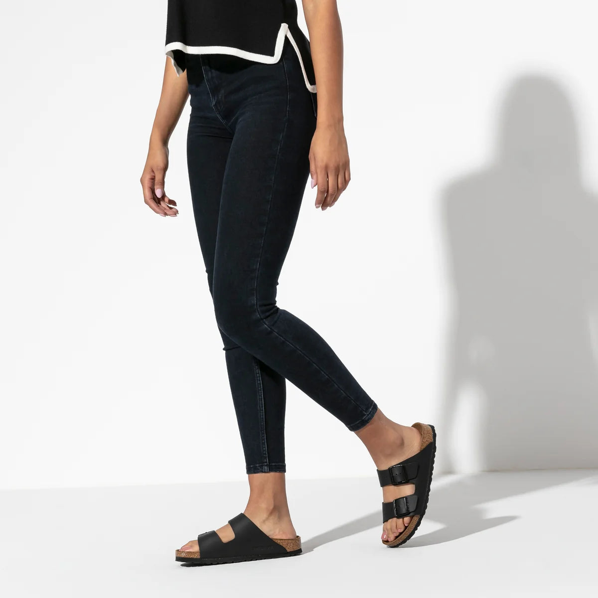 Birkenstock Arizona Birko-Flor in Black, detail view - Beachin Surf Toukley