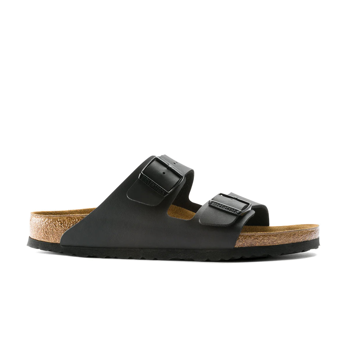 Birkenstock Arizona Birko-Flor in Black, side profile - Beachin Surf Toukley