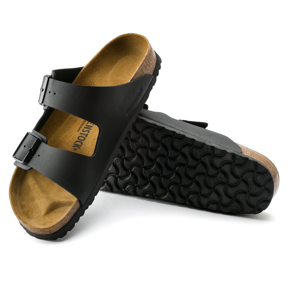 Birkenstock Arizona Birko-Flor in Black, cork sole - Beachin Surf Toukley