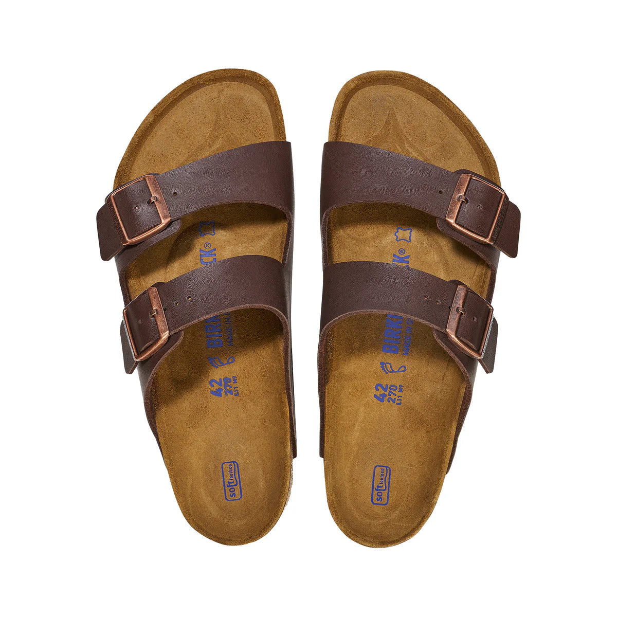 Birkenstock Arizona Soft Footbed Birko-Flor in Dark Brown, top down footbed - Beachin Surf Toukley