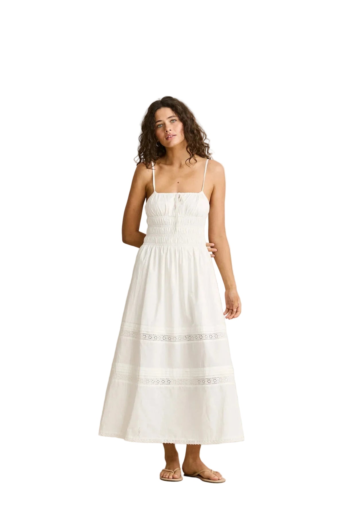 broderie-lace-gathered-midi-dress-wht-CD25W-DR43-WHT-1_1 - Beachin Surf