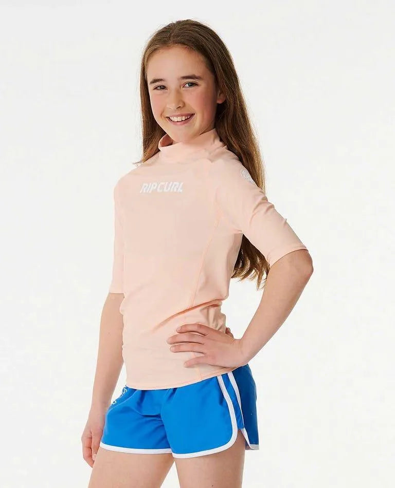 Classic Surf Short Sleeve Rash Vest - Girls (8-16 Years) - Beachin Surf