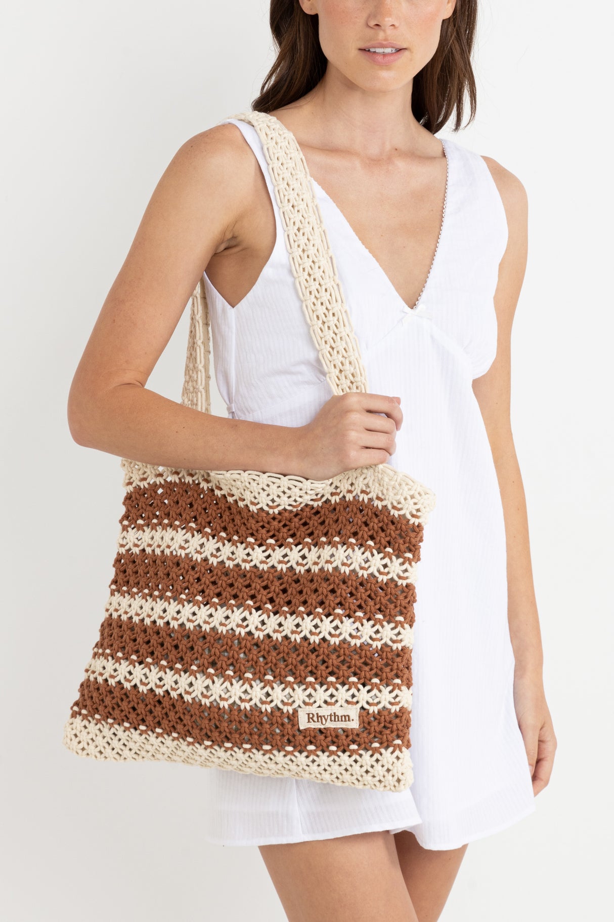 Cove Stripe Crochet Tote Bag