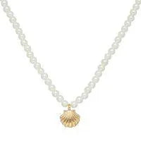 DAINTY PEARL CHOKER W/ GOLD SHELL - Beachin Surf