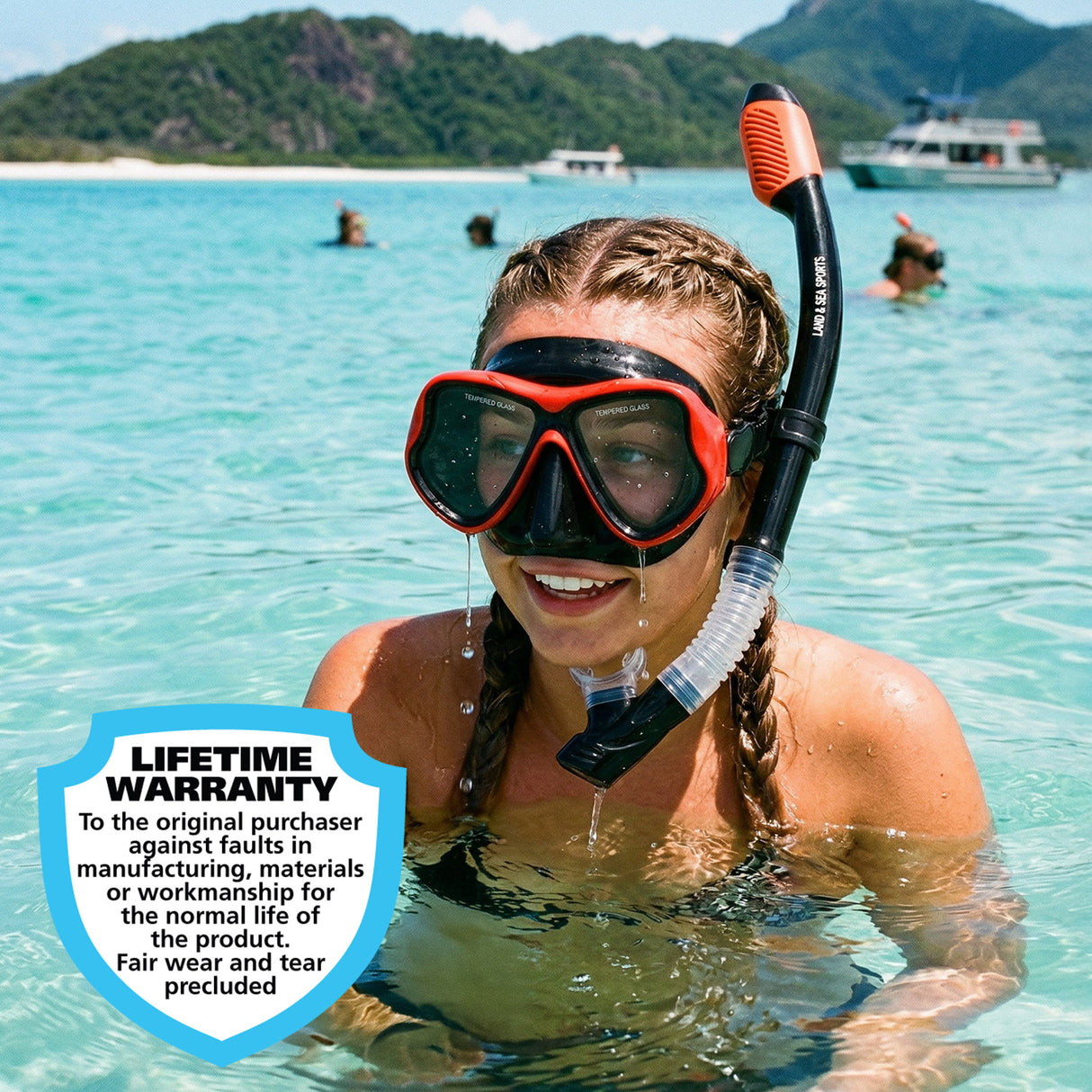Land & Sea Sports Ningaloo Mask & Snorkel Set Red - Lifestyle