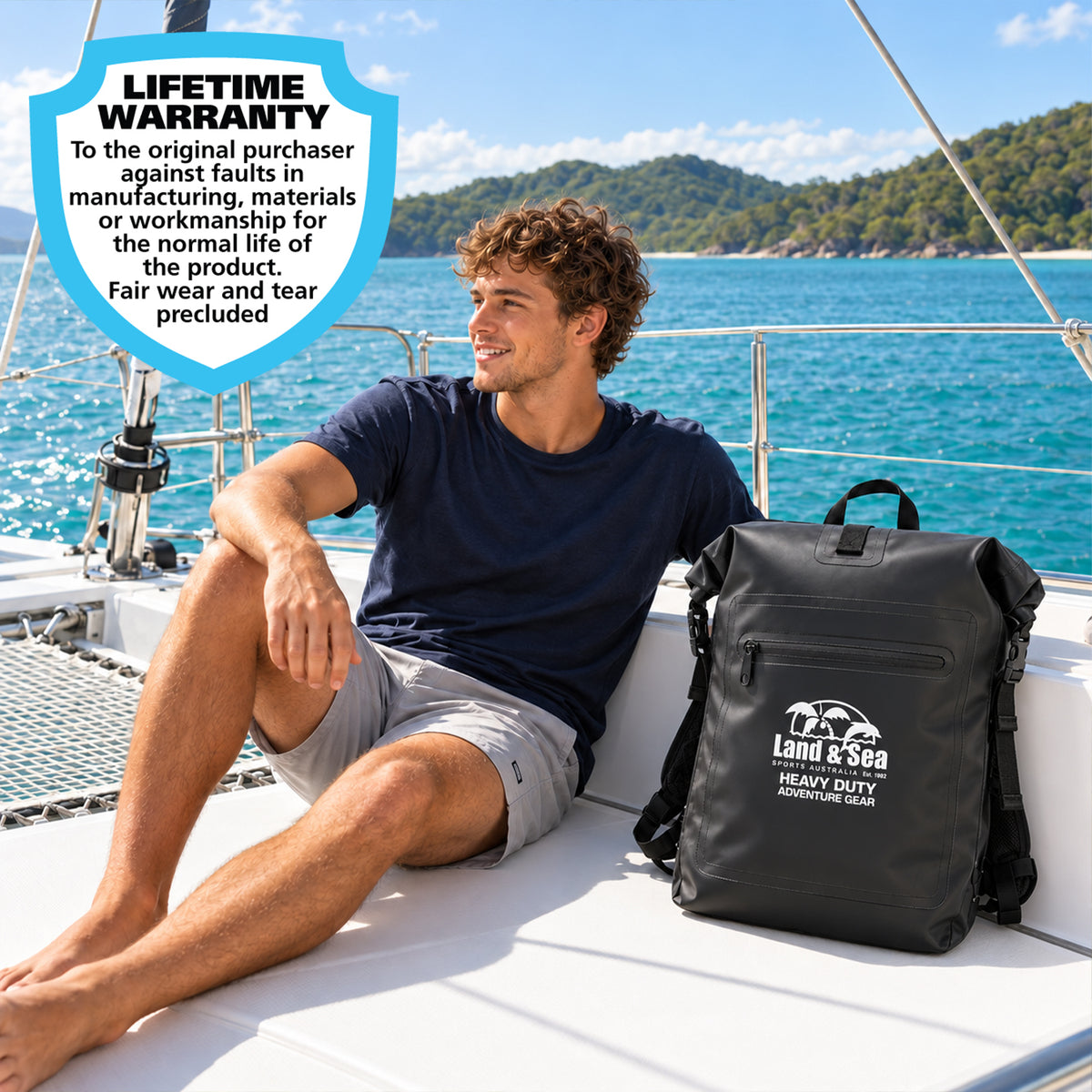 Land & Sea 30L Dry Backpack Black - Boating Lifestyle