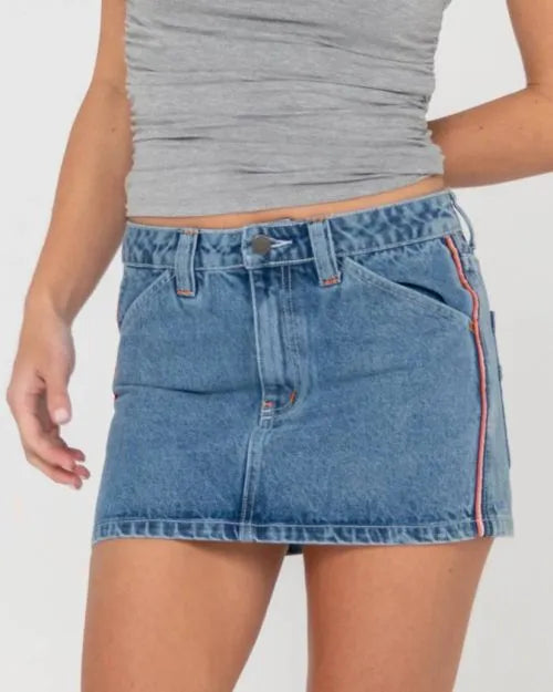 Flip Mommy Low Rise Mini Denim Skirt - Beachin Surf