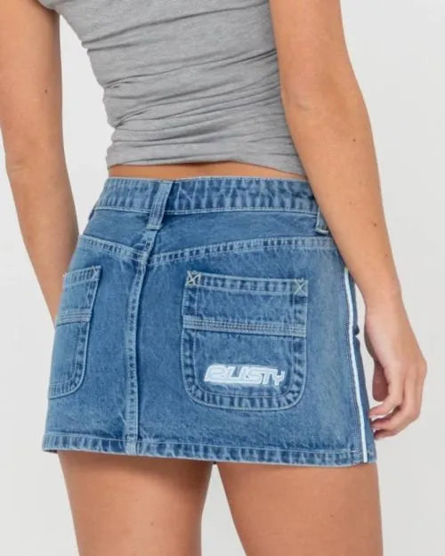 Flip Mommy Low Rise Mini Denim Skirt - Beachin Surf