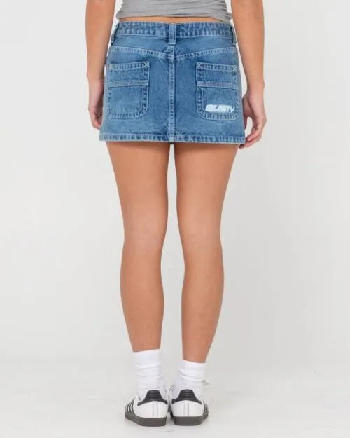 Flip Mommy Low Rise Mini Denim Skirt - Beachin Surf