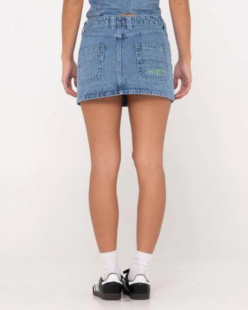 Flip Mommy Low Rise Mini Denim Skirt - Beachin Surf