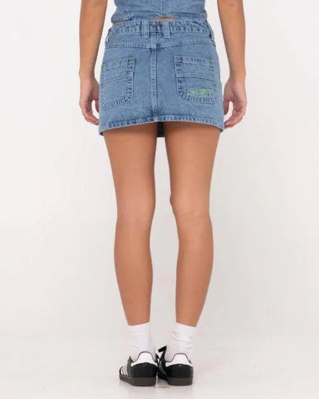 Flip Mommy Low Rise Mini Denim Skirt - Beachin Surf