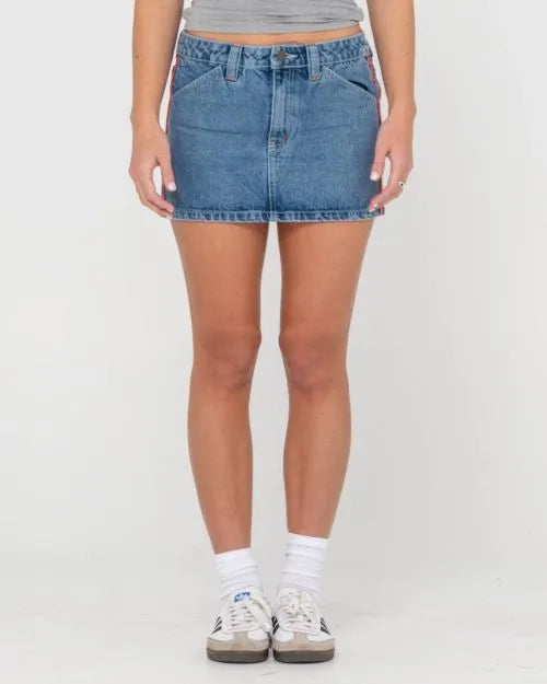 Flip Mommy Low Rise Mini Denim Skirt - Beachin Surf