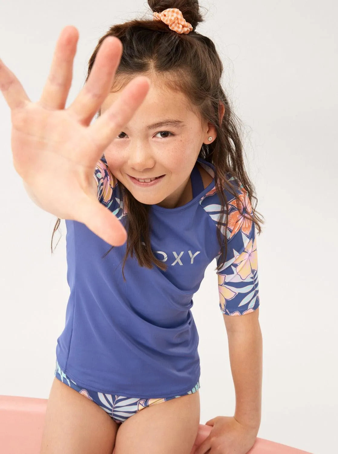 Girls 6-16 Funky Palm Short Sleeve Upf 50 Surf T-Shirt - Beachin Surf