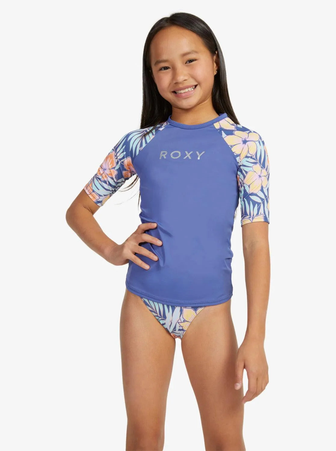 Girls 6-16 Funky Palm Short Sleeve Upf 50 Surf T-Shirt - Beachin Surf