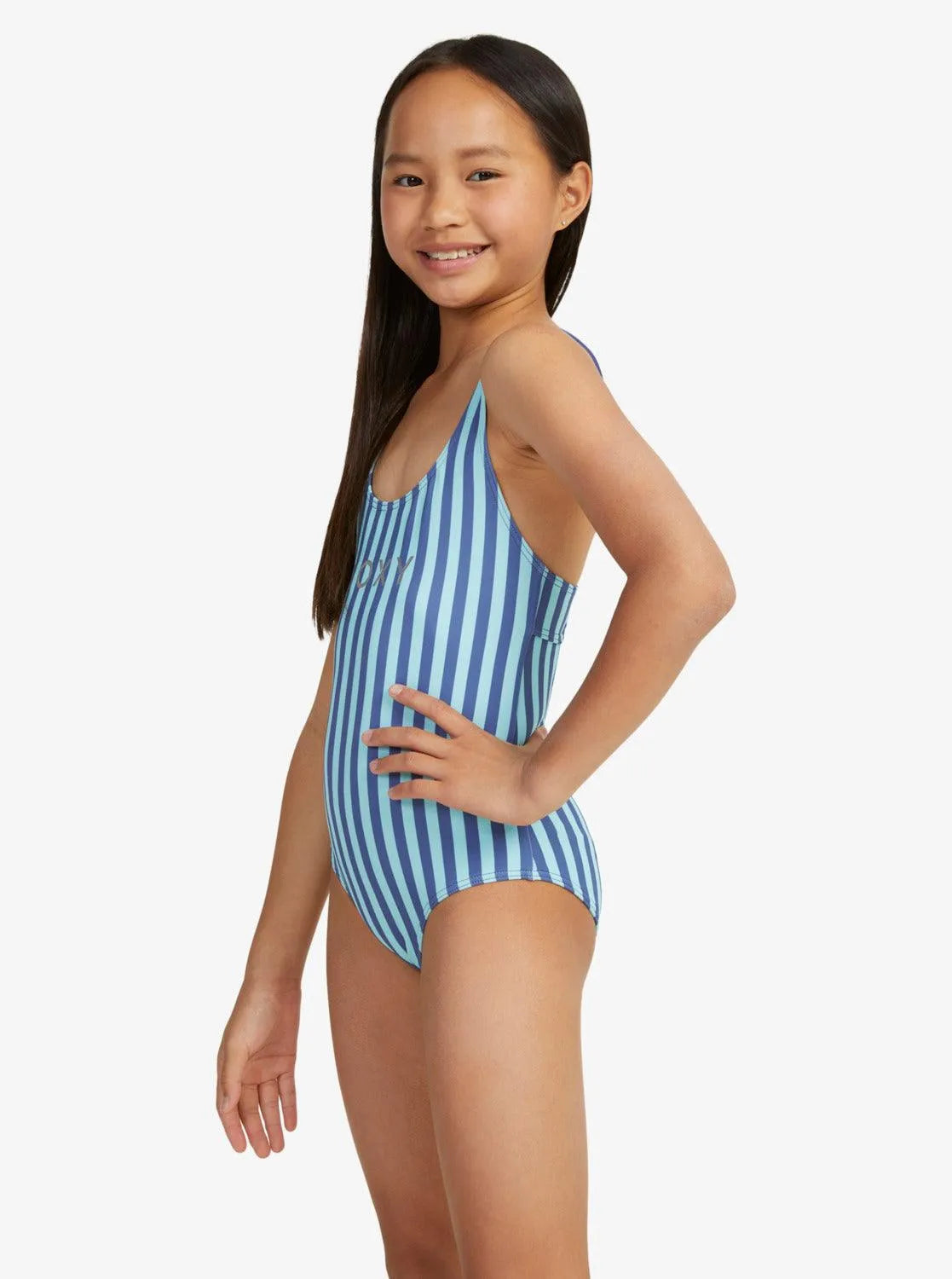 Girls 6-16 Serenity Stripe Cross Back One-Piece Swimsuit - Beachin Surf