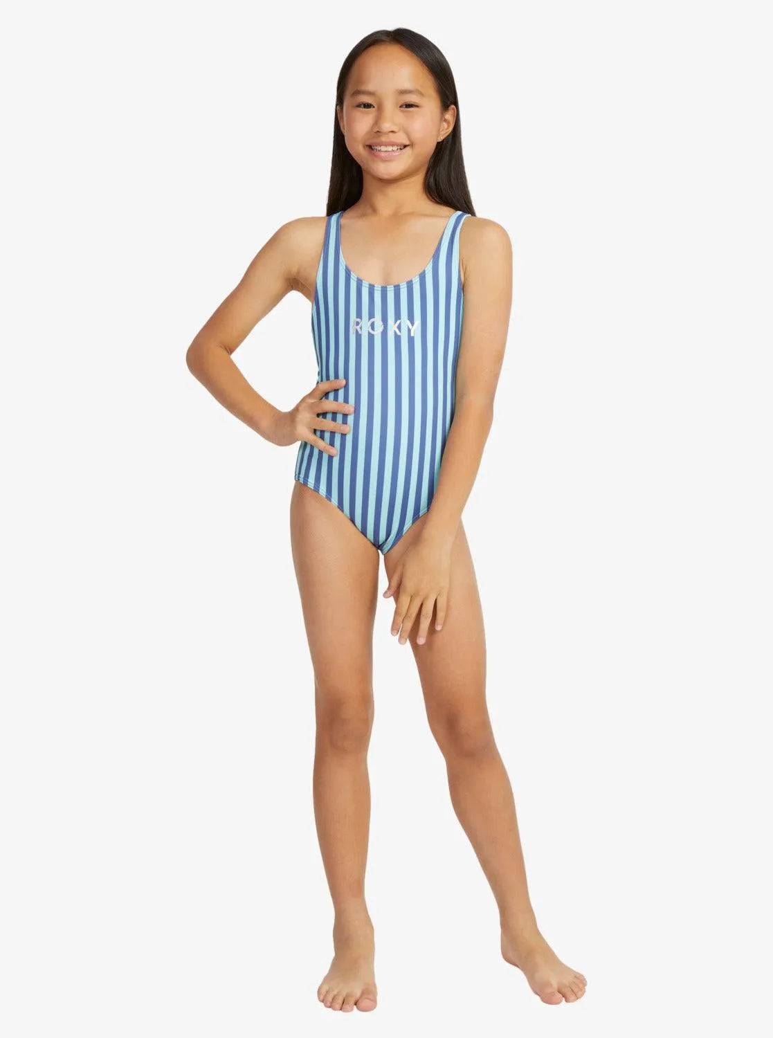 Girls 6-16 Serenity Stripe Cross Back One-Piece Swimsuit - Beachin Surf