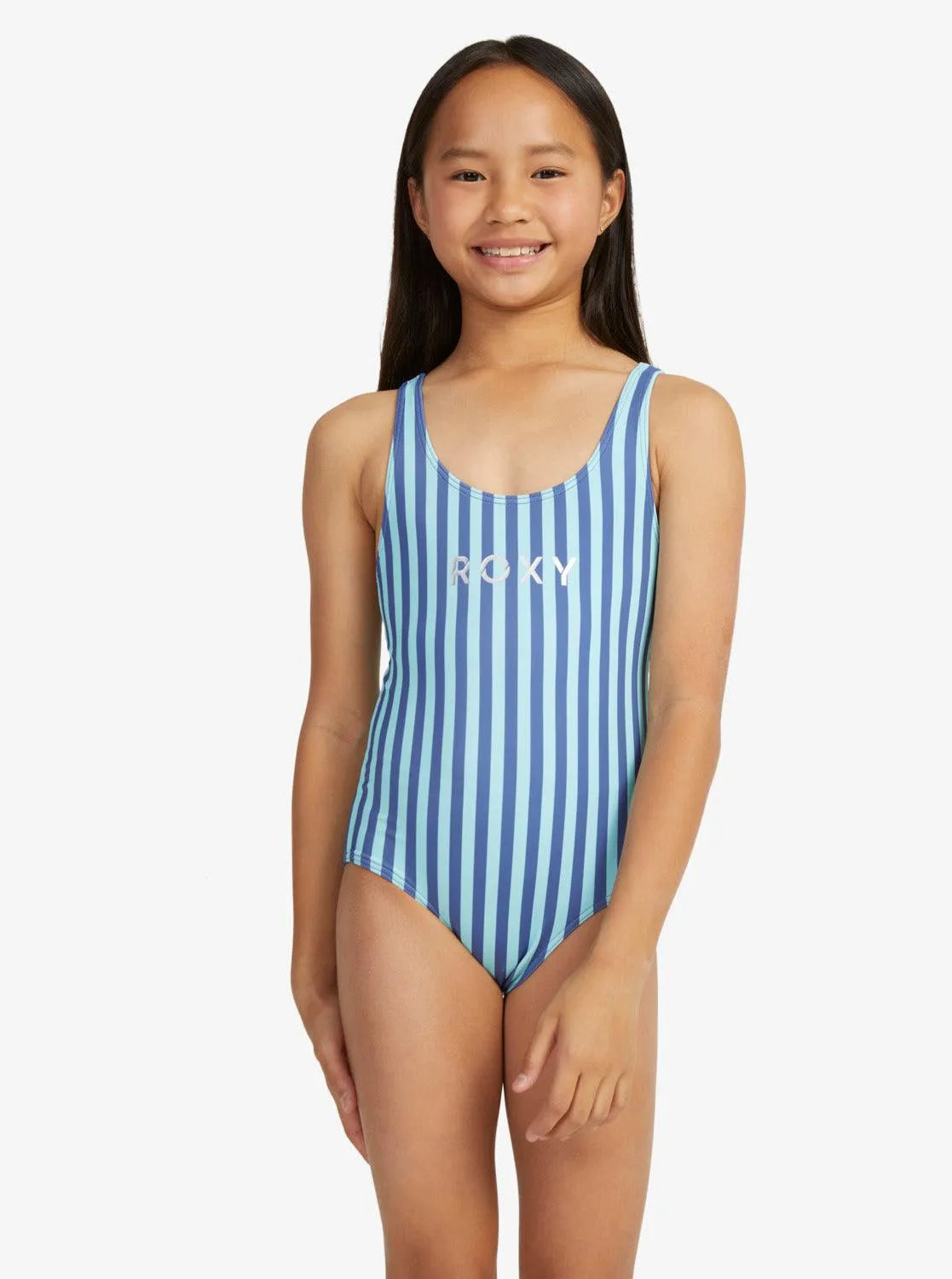 Girls 6-16 Serenity Stripe Cross Back One-Piece Swimsuit - Beachin Surf