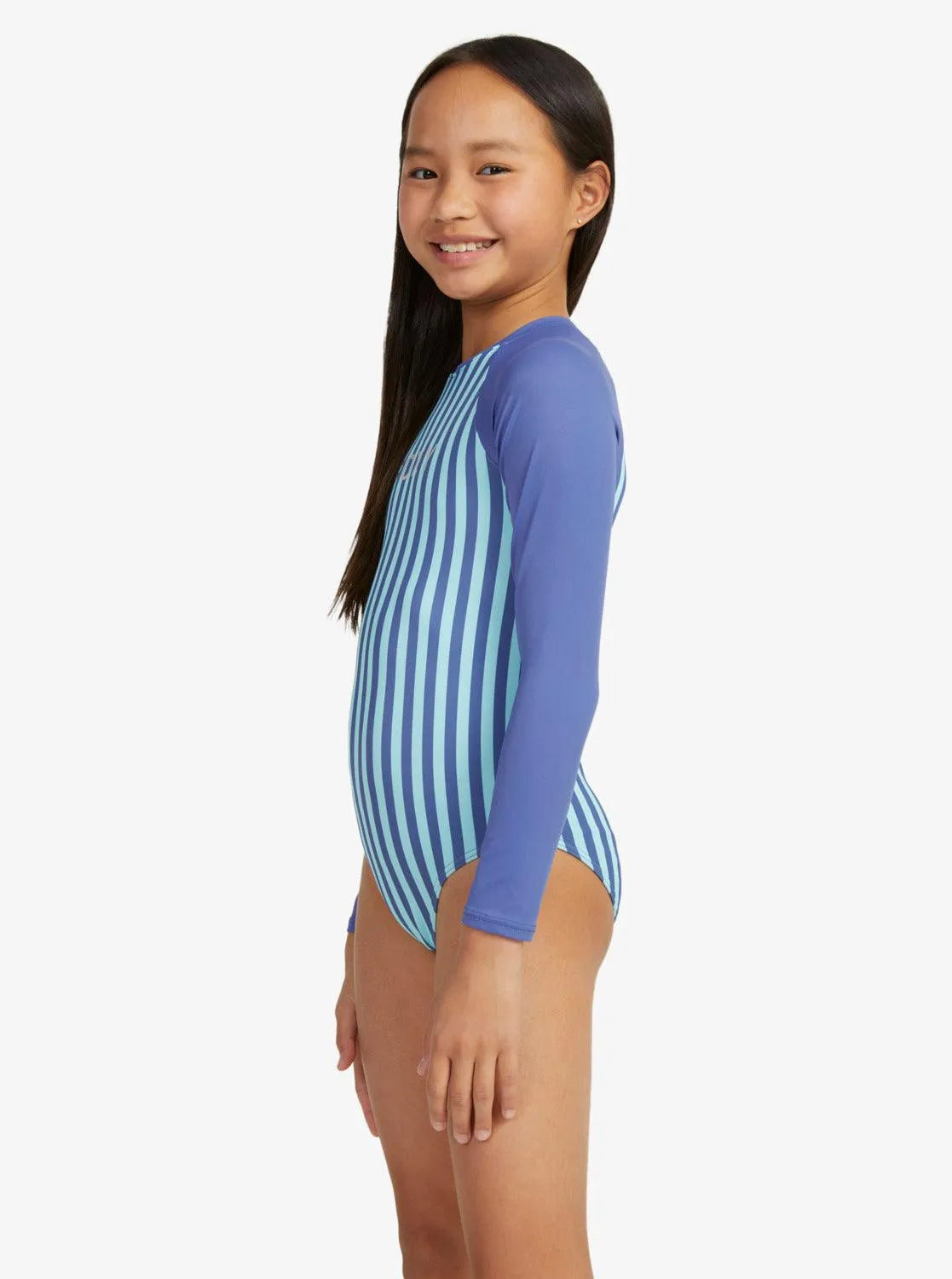 Girls 6-16 Serenity Stripe Long Sleeve One-Piece Rash Vest - Beachin Surf