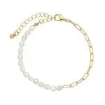 GOLD PAPERCLIP & PEARL BRACELET