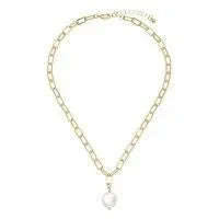 Gold Paperclip Choker W/ Pearl