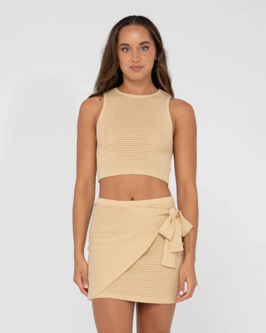 Harri Ribbed Knit Crop Tank Top - Beachin Surf