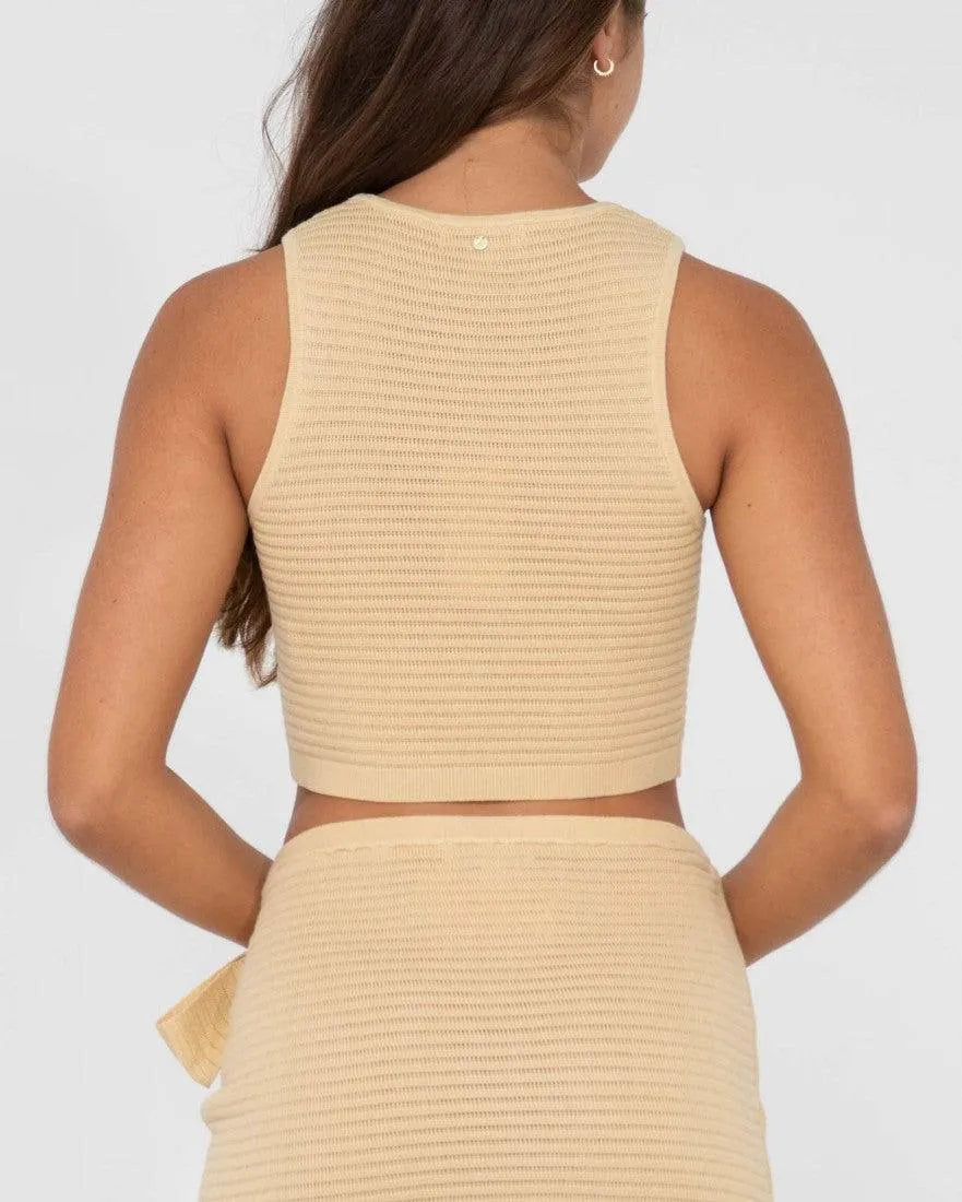 Harri Ribbed Knit Crop Tank Top - Beachin Surf