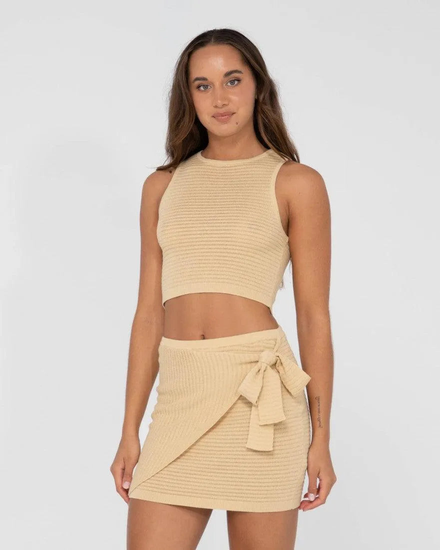 Harri Ribbed Knit Crop Tank Top - Beachin Surf