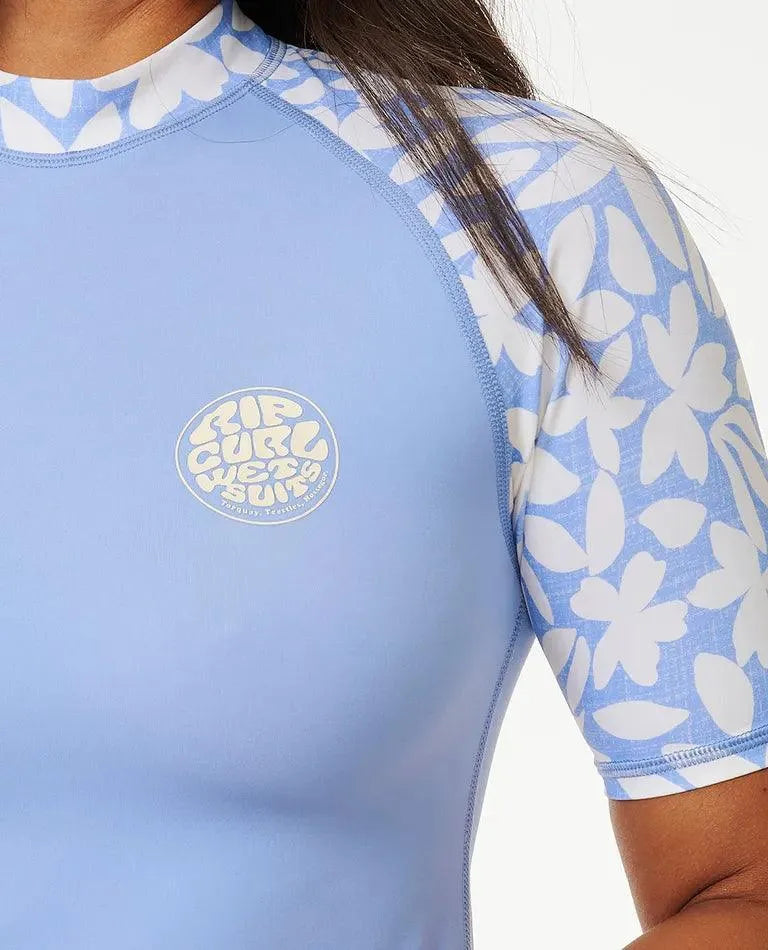 Holiday Tropics Upf50+ Short Sleeve Rash Vest - Beachin Surf