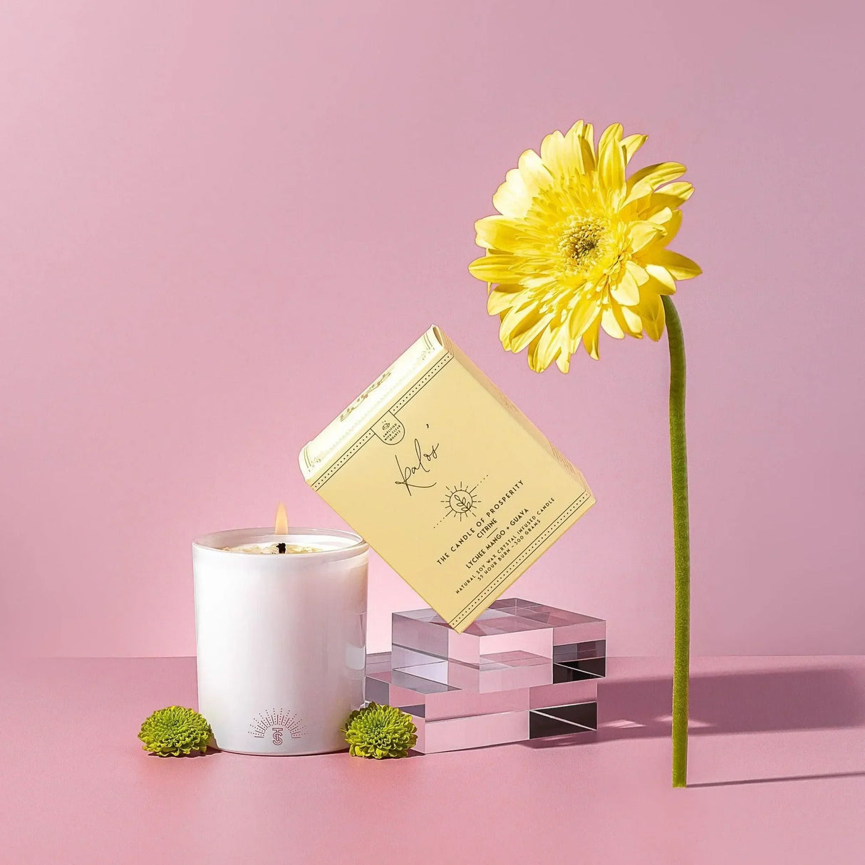 Kalos' | Crystal Infused Candle Of Prosperity | Lychee Mango & Guava